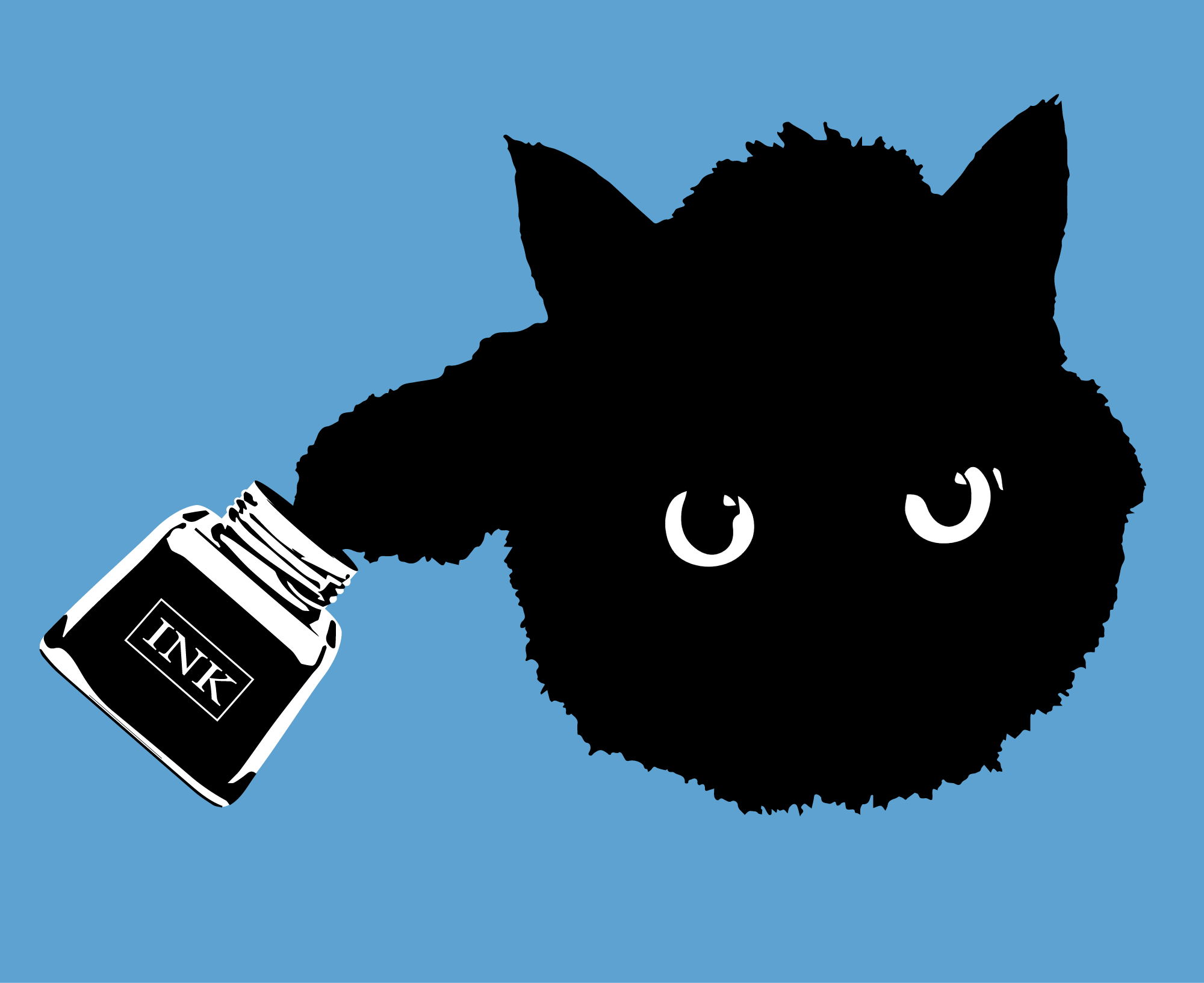 Baz Grafton ink spill black cat vector digital illustration